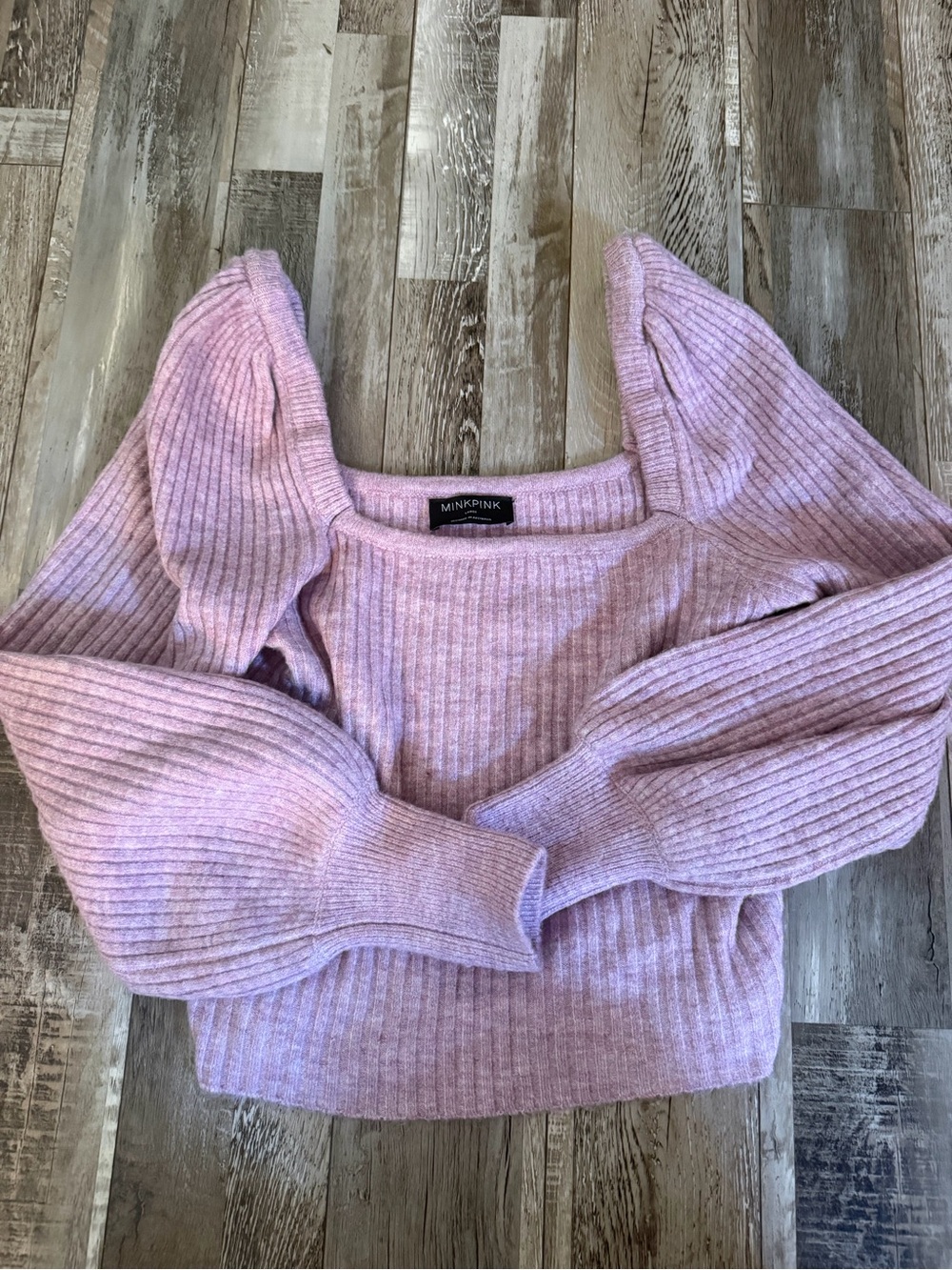 MINKPINK Lavender Ribbed Square Neck Sweater